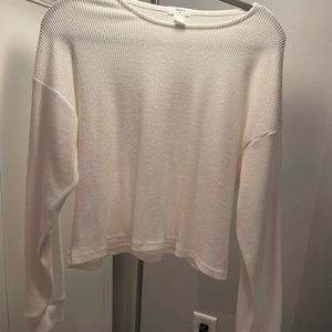 White ribbed long sleeve top - forever 21